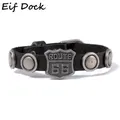 Eif Dock – Bracelet en cuir pour hommes avec signe de ROUTE 66 à la mode pour motard noir