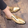 Mocassins en cuir à pampilles dorées pour hommes chaussures formelles chaussures de mariage mode