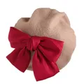 Béret à gros nœud papillon en laine rouge pour enfants bonnet de peintre pour enfants chapeaux de