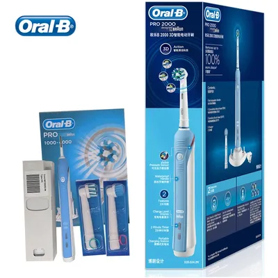 Oral B-Brosse à dents électrique 3D pour le nettoyage en profondeur des dents avec 2 têtes et