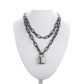 Collier chaîne noire avec cadenas en métal pour hommes et femmes chaîne carrée bijoux gothiques