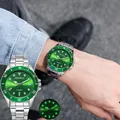 Montre-bracelet en acier inoxydable étanche pour homme vert Shoous horloge rouge cadeau de mode