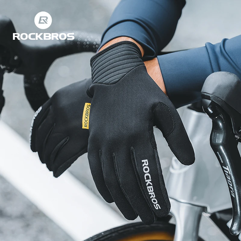 ROCKBROS hiver gants de cyclisme thermique coupe-vent chaud doigt complet gants écran tactile hommes femmes Sports de plein air gants de vélo