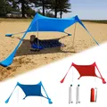 Grande tente de plage coupe-vent abri solaire UPF50 + portable familiale AwO2 avec 2 pôles en