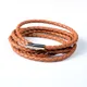 Bracelet en cuir multicouche pour hommes marron fait à la main en acier inoxydable accessoires