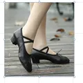 Chaussures de danse en cuir à talon moyen pour femmes chaussures de ballet pour filles chaussures