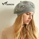 VIANOSI – béret d'hiver pour femme chapeau en laine tricotée couleur unie à la mode chaud