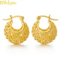 DOM LYG-Boucles d'oreilles clip rondes creuses en or pour femmes bijoux éthiopiens arabes du