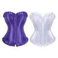 Corset victorien en satin pour femmes corsets et bustiers grande taille 6XL corsets dos nu bleu
