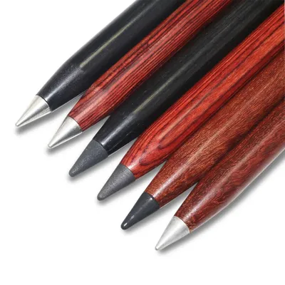 Crayon à aiguiser en bois sans finition pour étudiants tête de stylo en alliage pas facile à