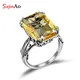 Szjinao – bague Boho en Citrine jaune pour femme bague en argent 925 bijoux de fiançailles de