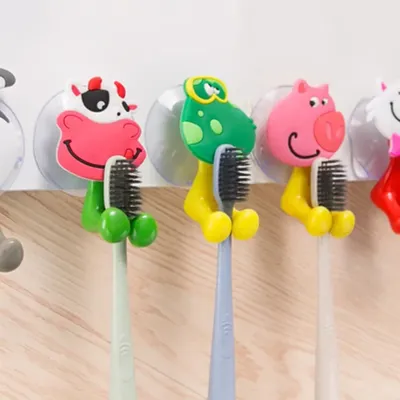 Créatif porte-brosse à dents mignon animal de bande dessinée famille ventouse porte-brosse à dents