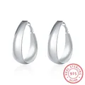 Grandes boucles d'oreilles en argent regardé 925 pour femmes style européen boucle simple créoles