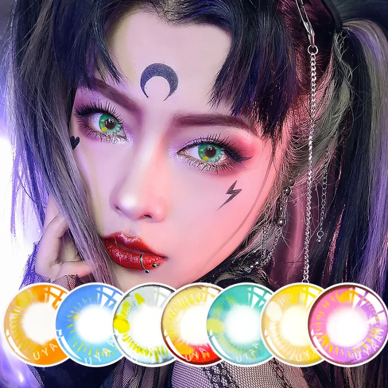 UYAAI Anime élèves Halloween lentilles de contact lentilles de contact colorées lentilles de contact jaunes lentilles marron lentilles bleues élèves verts