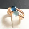 Bague ronde simple pour femme style ciel étoilé bague en cristal bleu bijoux fantaisie cadeau de