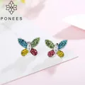 PONEES – boucles d'oreilles papillon pour femmes bijoux de luxe coréen Rhodium cristal brillant