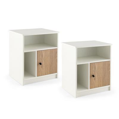 Costway 2 Pieces 25 Inch Tall Nightstands with Door and 2 Open Shelves-White