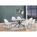 Best Quality Furniture Mixed Dining Set w/ Marble Wrapped Tempered Glass Top