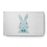 Simply Daisy 3 x 5 Explorer Blue Monochrome Bunny Easter Chenille Indoor/Outdoor Rug