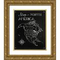 Lavoie Tina 26x32 Gold Ornate Wood Framed with Double Matting Museum Art Print Titled - Chalk Map Of North America