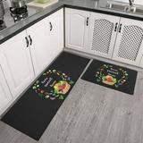 Black Kitchen Rug Set of 2 Non Slip Kitchen Mats for Floor Washable Farmhouse Runner Rug for Kitchen Decor--17*24 + 17*47 inches