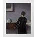 Hammershoi Vilhelm 26x32 White Modern Wood Framed Museum Art Print Titled - Interior with Young Woman Seen from the Back