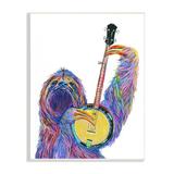 Stupell Industries Vibrant Sloth Musician Playing Banjo Musical Instrument Wood Wall Art 10 x 15 Design by Melissa Symons