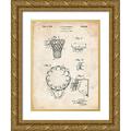 Borders Cole 15x18 Gold Ornate Wood Framed with Double Matting Museum Art Print Titled - PP323-Vintage Parchment Golden Gate Bridge Main Tower Patent Poster