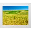 Eggers Terry 32x25 White Modern Wood Framed Museum Art Print Titled - USA-Washington State-Palouse Region-Patterns in the fields of wheat