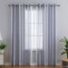 2 Panels Semi Sheer Tulle Curtains Faux Linen Stripe Grommet Voile Curtain Drapes