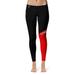 Women's Black/Red Texas Tech Red Raiders Letter Color Block Yoga Leggings