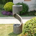 Millwood Pines Zia Resin Curving Shaped Fountain w/ Light in Gray | 40 H x 14 W x 14 D in | Wayfair 0D51AD644D854A0D8B46E9576BDC10F8