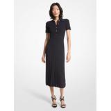 Michael Kors Ribbed Stretch Knit Polo Dress Black M