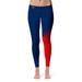 Women's Blue/Red Columbus State Cougars Letter Color Block Yoga Leggings