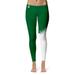 Women's Green/White Eastern Michigan Eagles Letter Color Block Yoga Leggings