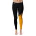 Women's Black/Gold Fort Hays State Tigers Letter Color Block Yoga Leggings