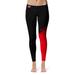 Women's Black/Red Jacksonville State Gamecocks Letter Color Block Yoga Leggings