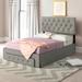 Lark Manor™ Allegretto King Tufted Storage Panel Bed Upholstered/Polyester in Gray | 48.6 H x 42.5 W x 81.1 D in | Wayfair