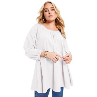 Plus Size Women's Bow-Back Puff Sleeve Top by June...
