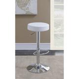 Ivy Bronx Adjustable Height Bar Stool Wood/Upholstered/Leather/Metal/Faux leather in White | 15 W x 15 D in | Wayfair