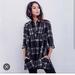 Free People Tops | Free People Marlena Pullover Plaid Flannel Shirt | Color: Black/White | Size: Xs