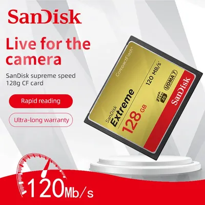 SanDisk-Carte mémoire CF Extreme CompactFlash 32 Go 64 Go 128 Go Carte CF VPG-20 120 MBumental pour