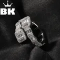 Bague baguette ajustable personnalisée pour hommes hip hop marque célèbre glacé micro pavé cz