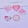 Mélanger 10 pcs/pack Amour Saint Valentin Flamingo Coeur Acrylique Charmes pour Bracelets Boucle