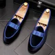 Mocassins en cuir velours souple pour hommes chaussures ald-on paresseuses conception de nœud de