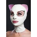 Cagoules en latex personnalisées avec cils et oreilles roses masque de chat unique 0.4mm