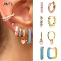 JINFU-Boucles d'oreilles créoles plaquées or pour femmes ensemble de boucles d'oreilles créoles