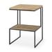 Ronin Light Brown Solid Wood w/Black Iron Frame 2-Tier Rectangular Accent Table - 16.1"L x 16.1"W x 21"H