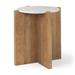 Bianca Round Light Brown Solid Wood & Marble Accent Table - 22"L x 22"W x 22"H