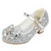 JDEFEG Toddler Girl Swim Shoes Toddler Little Kid Girls Dress Pumps Glitter Sequins Princess Bowknot Low Heels Party Dance Shoes Rhinestone Sandals Hills Sandals for Girls Pu Grey 29